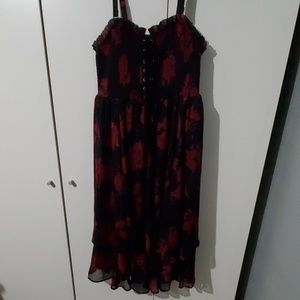 LBDS BLK FLORAL CHFFN MIDI